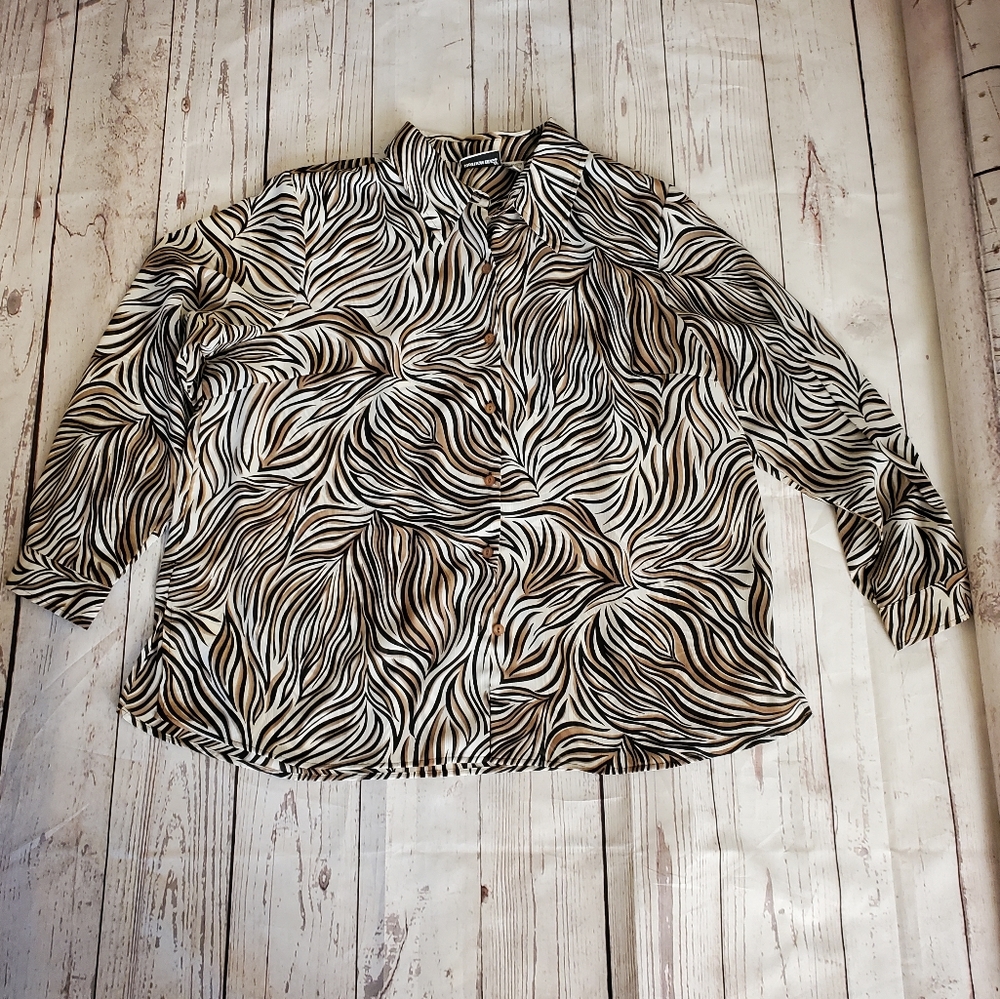Fashion Bug sheer animal print long sleeved blouse 22/24